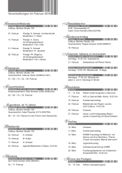 Terminübersicht Februar / März