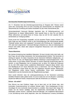 Gut besuchte Orientierungsversammlung Am 11