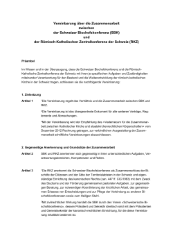 Vereinbarung über die Zusammenarbeit zwischen SBK und RKZ