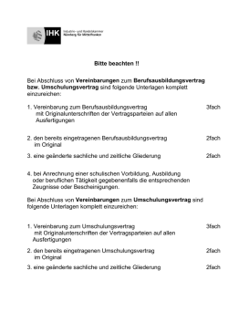 Hinweisblatt zu Vereinbarungen Berufsausbildungsvertrag