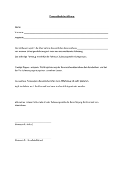 Einverst&auml;ndniserkl&auml;rung &Uuml;bernahme Kennzeichen