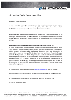 Information f&uuml;r die Zulassungsstellen - 3D