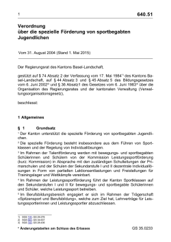 Verordnung über die spezielle Förderung von - Basel