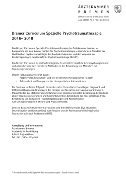 Bremer Curriculum Spezielle Psychotraumatherapie 2016