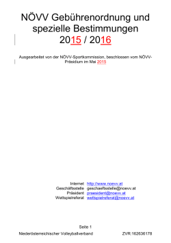Gebührenordnung (und spezielle Bestimmungen) 2015/16