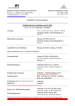 Vorläufiger Zeitplan - Modul BP03: "Chemie für Biologen"