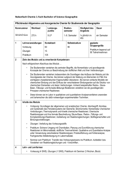 Nebenfach Chemie 1-Fach Bachelor of Science Geographie