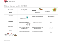 Glinderia &ndash; Speiseplan vom 28.3. bis 1.4.2016 Wochentag