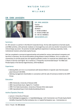 dr. dirk janssen - Watson Farley & Williams