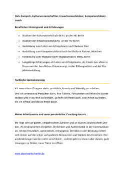 Dirk Zampich, Kulturwissenschaftler, Erwachsenenbildner