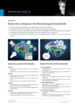 Handout Brain the Company: Hirnforschung & Kreativit&auml;t