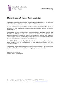 Oberkirchenrat iR Helmut Kamm verstorben