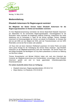 Elisabeth Ackermann als Regierungsratskandidatin nominiert