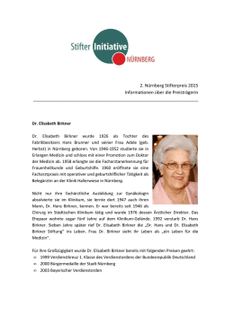 Informationen &uuml;ber die Preistr&auml;gerin Dr. Elisabeth Birkner