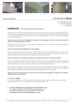 Infos zum Lehmputz - Christopher Bean, Lehmputz