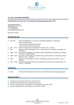 Dr. med. Christopher SCHMIDT Berufserfahrung Ausbildung