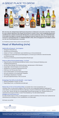 A GREAT PLACE TO GROW Head of Marketing (m/w)