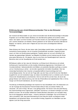 Erklärung des pax christi-Diözesanverbandes Trier zu den Brüsseler