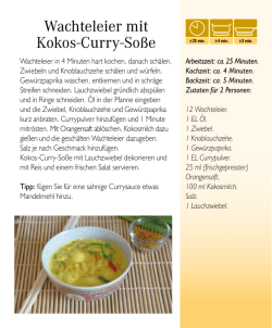 Wachteleier mit Kokos-Curry-Soße