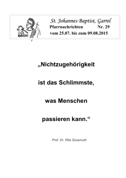 Pfarrbrief 2015 Nr. 29 vom 25.07. - 09.08.2015