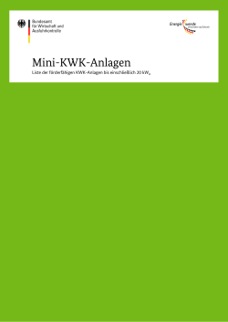 Liste der förderfähigen Mini- KWK -Anlagen bis einschließlich