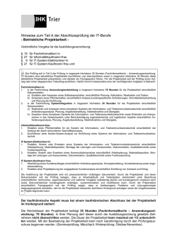IT-Berufe, Hinweise zum Teil 1 Abschlusspr&uuml;fung