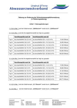 Satzung zur Änderung der Schmutzwassergebührensatzung (3
