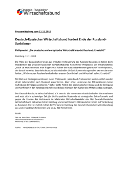 Deutsch-Russischer Wirtschaftsbund fordert Ende der Russland