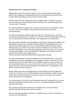 Geschichte der Firma &ldquo;schlumpf innovations&ldquo; 1988