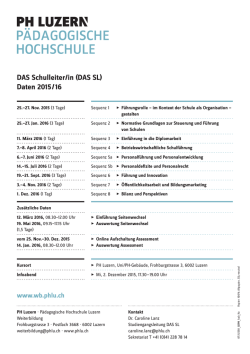 DAS Schulleiter/in (DAS SL) Daten 2015 / 16