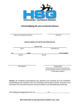 Entschuldigung für eine versäumte Klausur