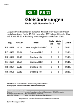 Gleisänderungen