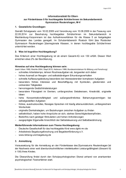 Informationsblatt f&uuml;r Eltern zur F&ouml;rderklasse 5 f&uuml;r hochbegabte