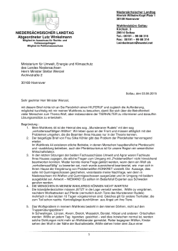 Brief an Umweltminister Wenzel