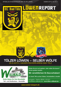 Vorrunde: 25.09.2015 – Tölzer Löwen gegen Selber Wölfe