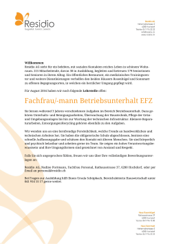 Lehrstelle Fachfrau/-mann Betriebsunterhalt EFZ - Alters