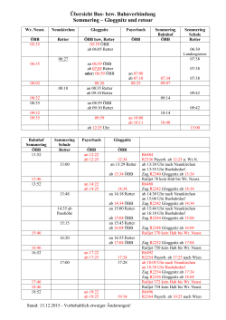 Übersicht Bus- bzw. Bahnverbindung Semmering