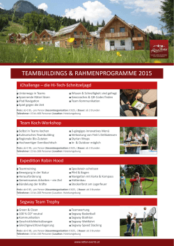 teambuildings & rahmenprogramme 2015