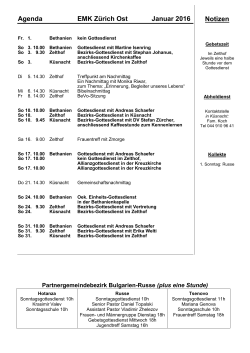 Agenda EMK Zürich Ost Januar 2016 Notizen