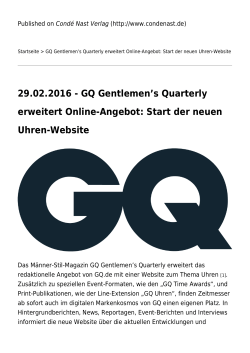 GQ Gentlemen`s Quarterly erweitert Online