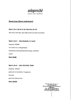 Bewertung Uhren Landratsamt - Zoll