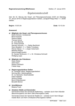 Regionalversammlung Mittelhessen Gießen, 27. Januar 2016 über