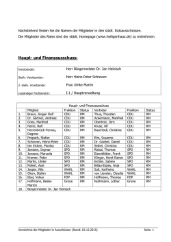 Haupt- und Finanzausschuss: