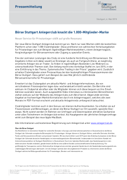 Pressemitteilung - Börse Stuttgart