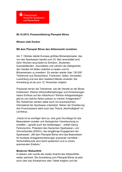 06.10.2015, Pressemitteilung Planspiel Börse Wissen statt Zocken
