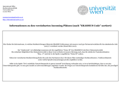Informationen zu den vereinbarten Incoming Pl&auml;tzen (nach