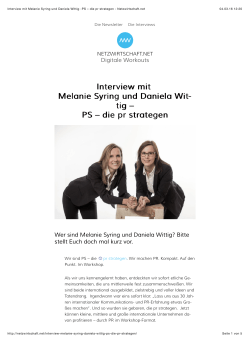 Interview mit Melanie Syring und Daniela Wittig
