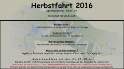 Herbstfahrt 2016 Sportanglerklub “Anker“ e.V. 01.10.2016 bis 03.10