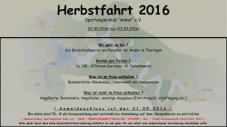 Herbstfahrt 2016 Sportanglerklub &ldquo;Anker&ldquo; e.V. 01.10.2016 bis 03.10