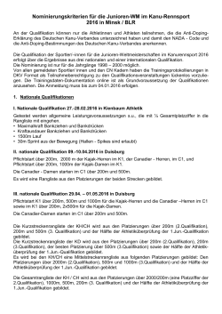 DKV Nominierungskriterien Junioren EM+WM 2016